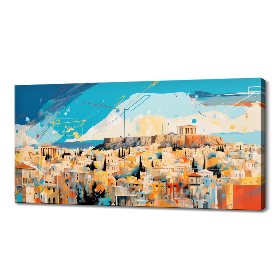Athens Greece Acropolis Parthenon Abstract Skyline Travel Art Poster
