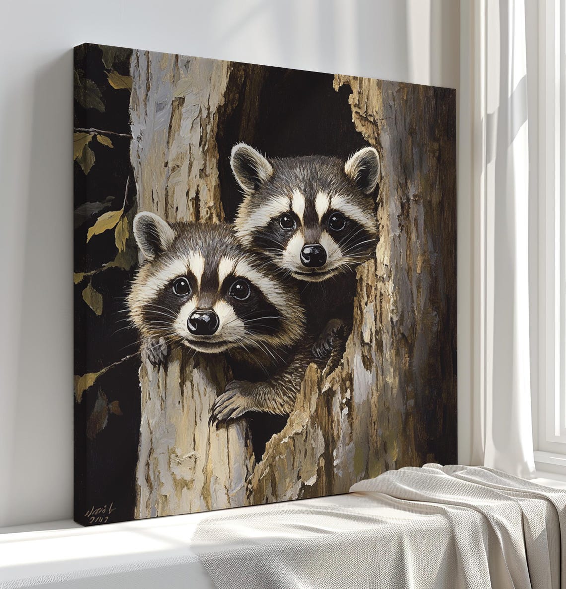 Raccoons Print Cute Wildlife Art For Home Decor Nature Wall Art Gift For Animal Lovers - Image 3