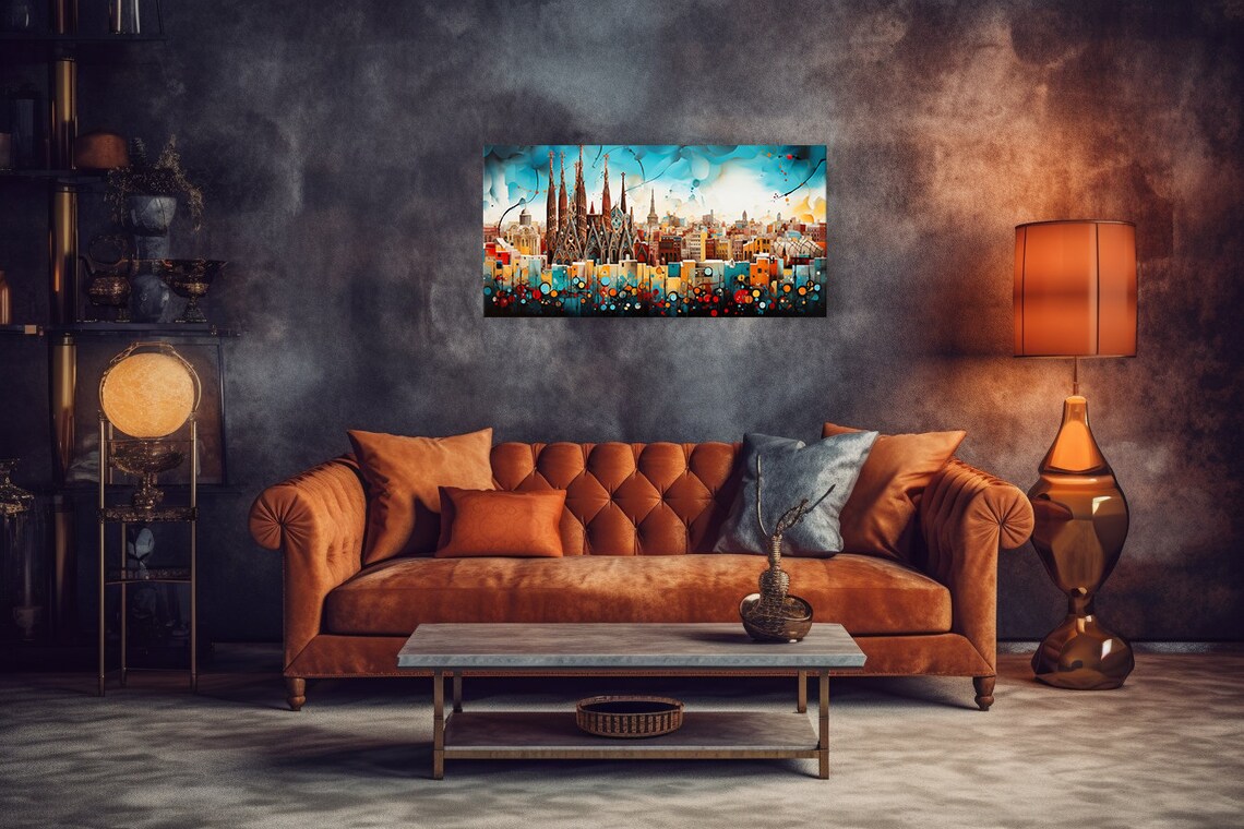 Barcelona Sagrada Familia Abstract Cityscape Colourful Spain Poster - Image 2