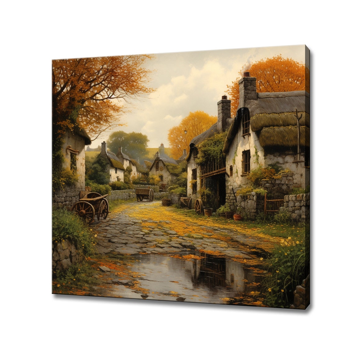 Country Village In Ireland Art Print Irish Countryside Vintage Cottage Print Wall Hanging Picture Landscape Farmhouse Decor