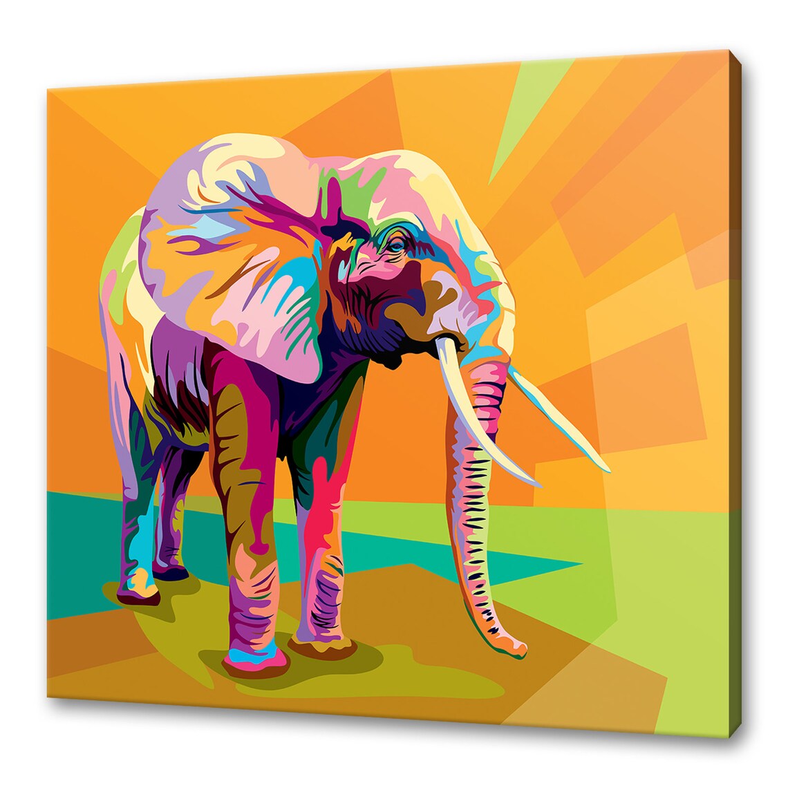 Elephant Colorful Art Print, Animal Wall Decor