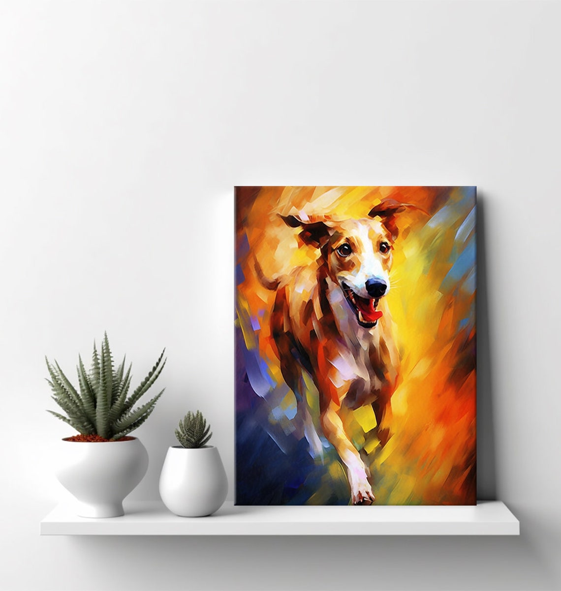 Greyhound Dog Animal Print Colourful Dog Portrait Painting Print Gift For Greyhound Dog Lover Animal Dog Wall Decor I Dog Print