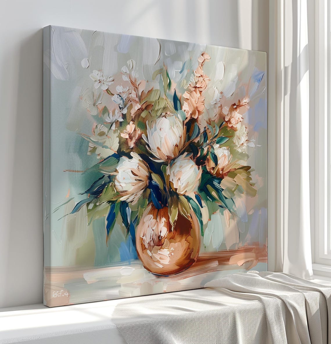 Beautiful Bouquet Of Flowers Vintage Oil Painting Style Print Wall Hanging Living Room Decor Modern Design Pastel Floral Art Print - Image 2