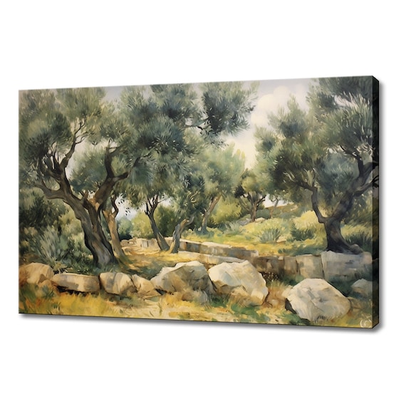 Olive Tree Orchard Yard Watercolour Painting Print Fruits Lover Gift Kitchen Restaurant Wall Art Print Fruits Tree Wall Decor