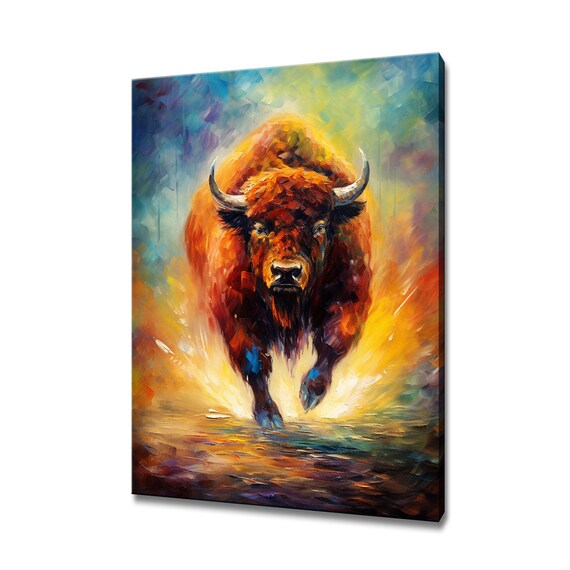 Bison Colourful Painting Wall Art Print Home Decor Handmade Wall Hanging Customised Gift Fast Free Uk Delivery