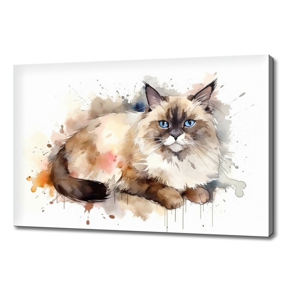 Cute Ragdoll Cat Watercolour Painting Print Art Animals Wall Art Print On Gift For Cat Lover Cat Picture Print