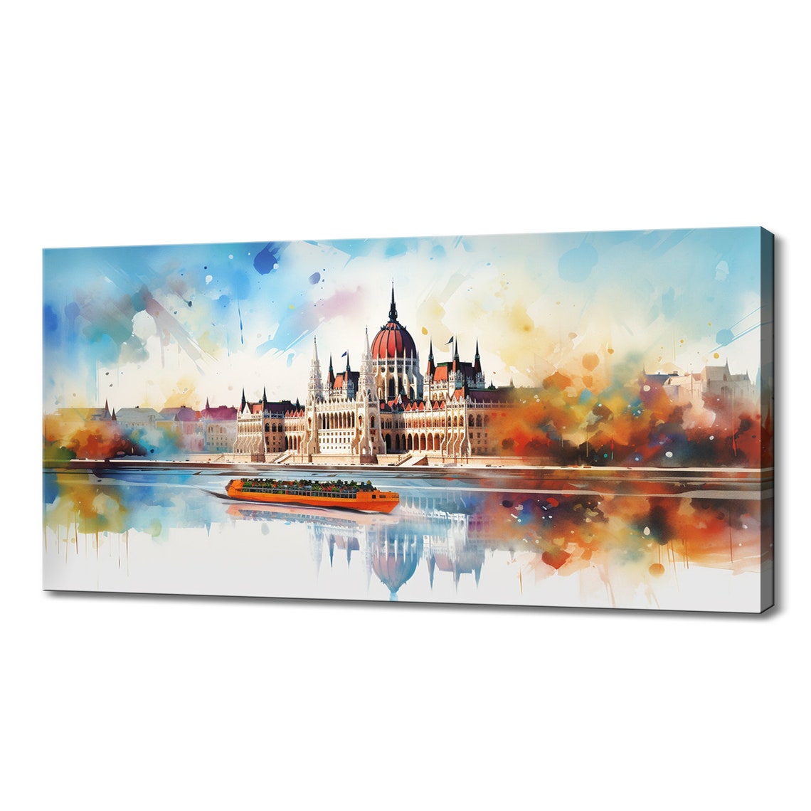 Budapest Hungary Parliament Danube River Watercolor Travel Art Poster