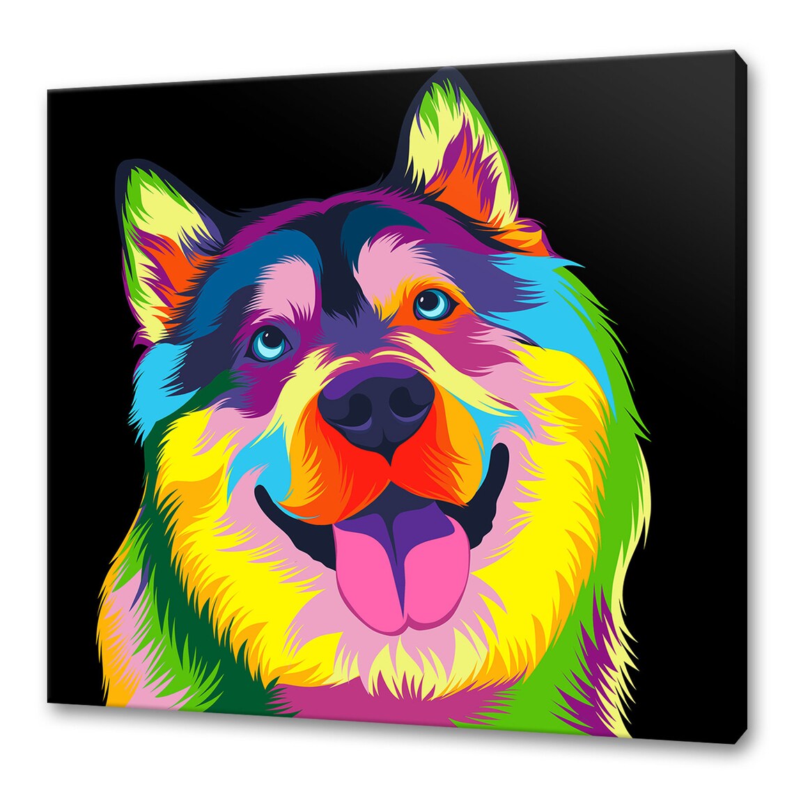 Alaskan Malamute Colorful Vibrant Dog Art Print