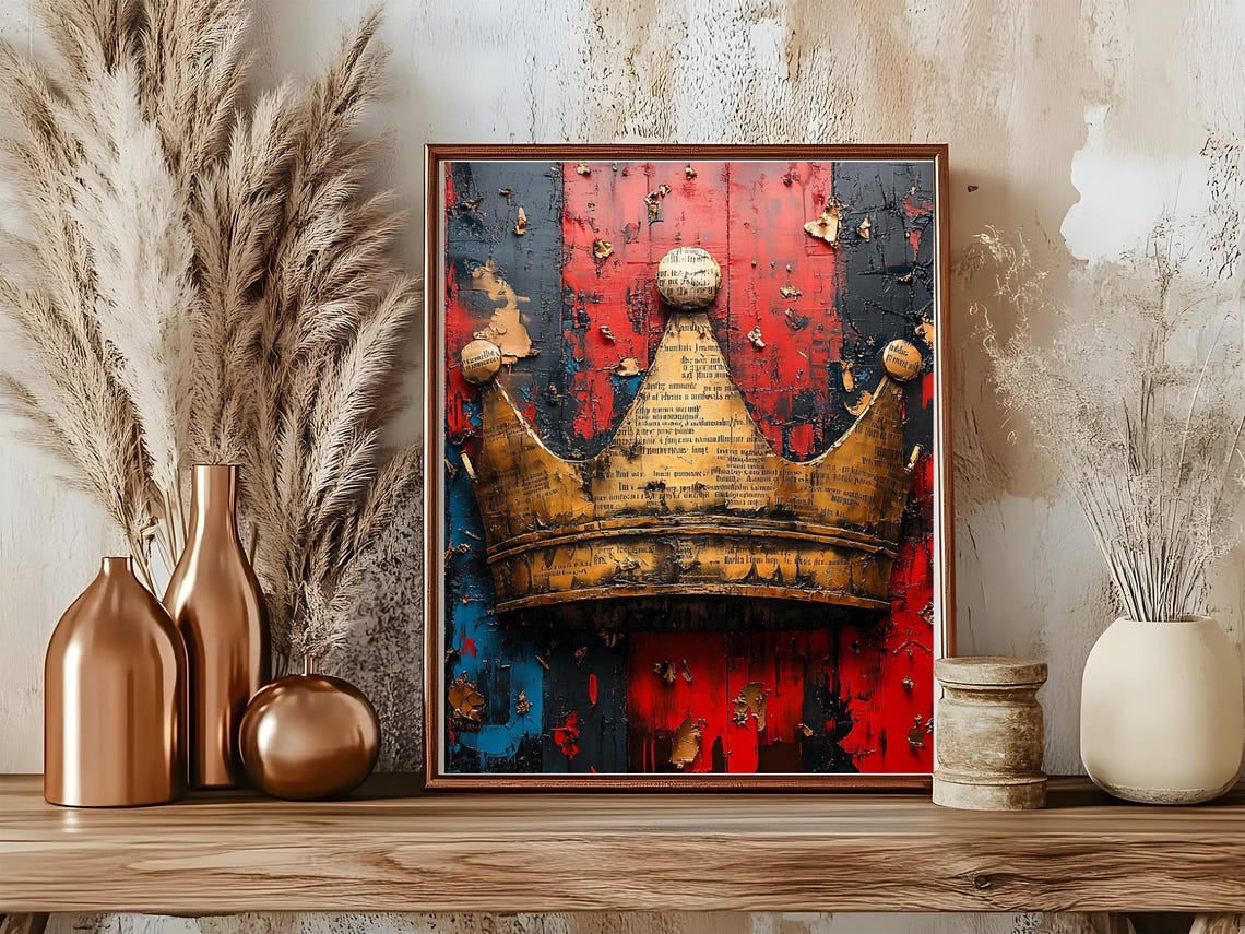 Crown Wall Art Rustic Metal And Wood Dcor Unique Handcrafted Artwork Home Dcor Bold And Colourful Statement Piece Gift Idea - Image 5