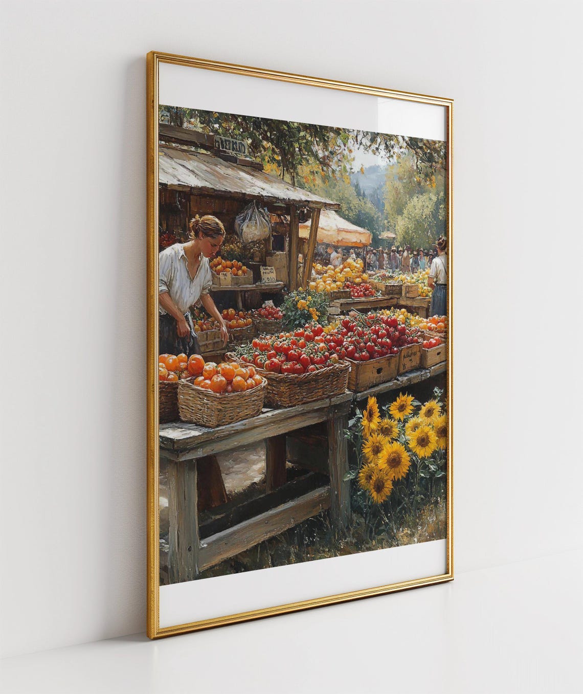Rustic Farmers Market Stall Overflowing with Produce Art Poster - Image 3