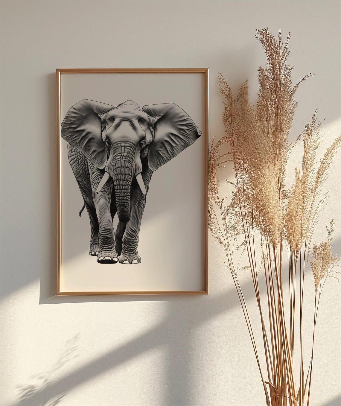 Majestic Elephant Black and White Safari Wildlife Art Poster - Image 2