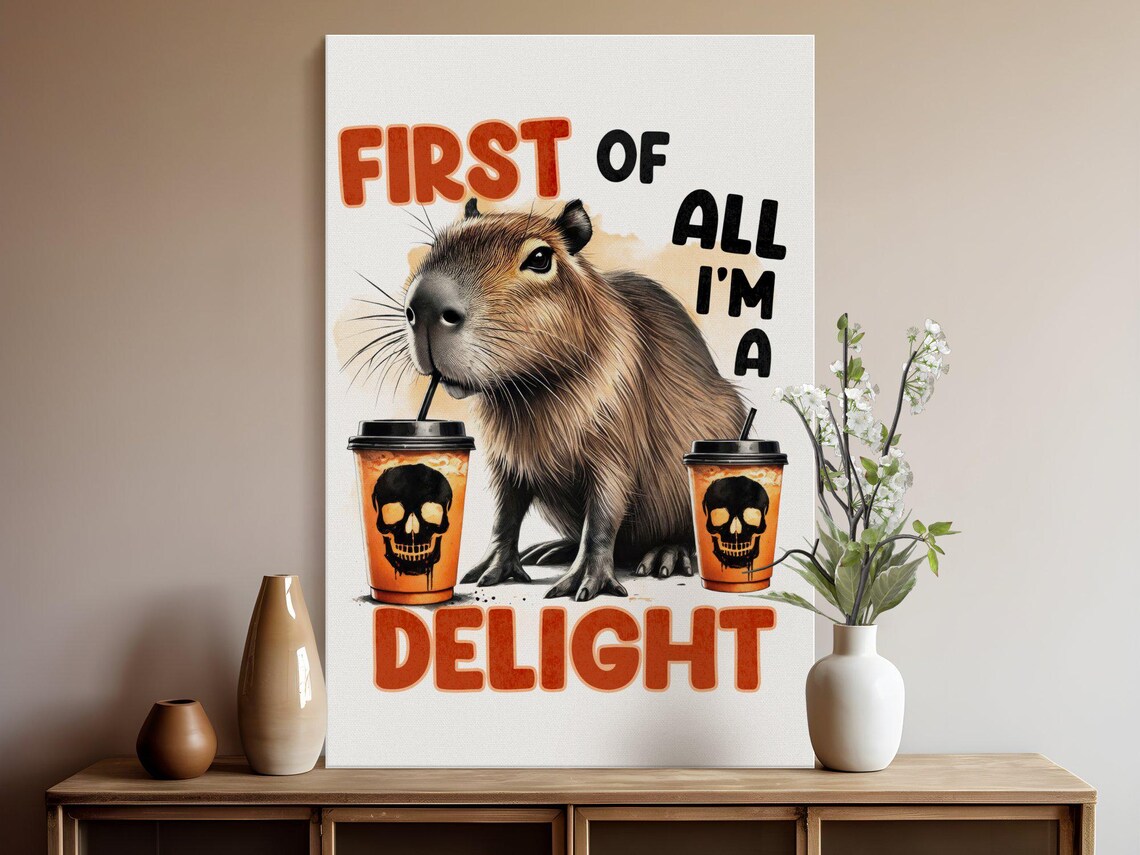 Cute Animal Wall Art Capybara Art With Coffee Funny Wall Decor For Home Delightful Capybara Print New Home Gift Coffee Lover Decor - Image 5