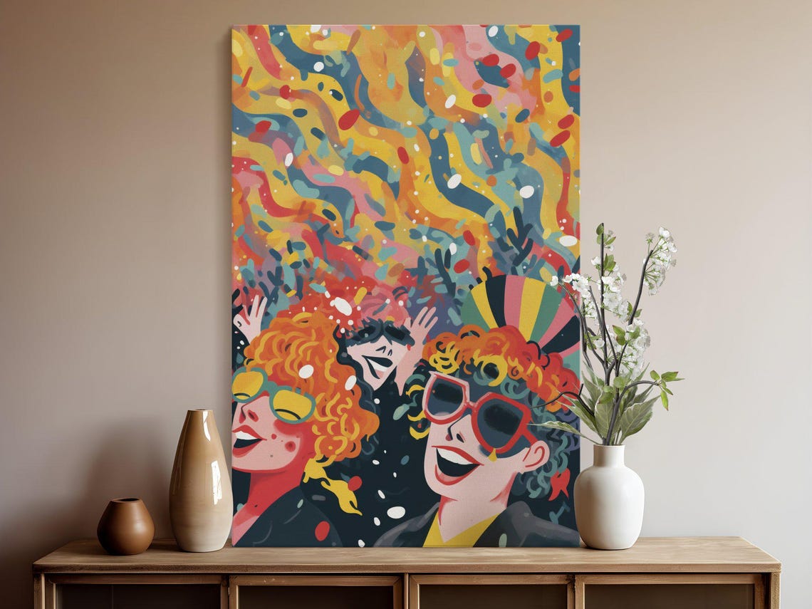 Joyful Carnival Party Scene With Confetti and Happy Dancers Poster - Image 5