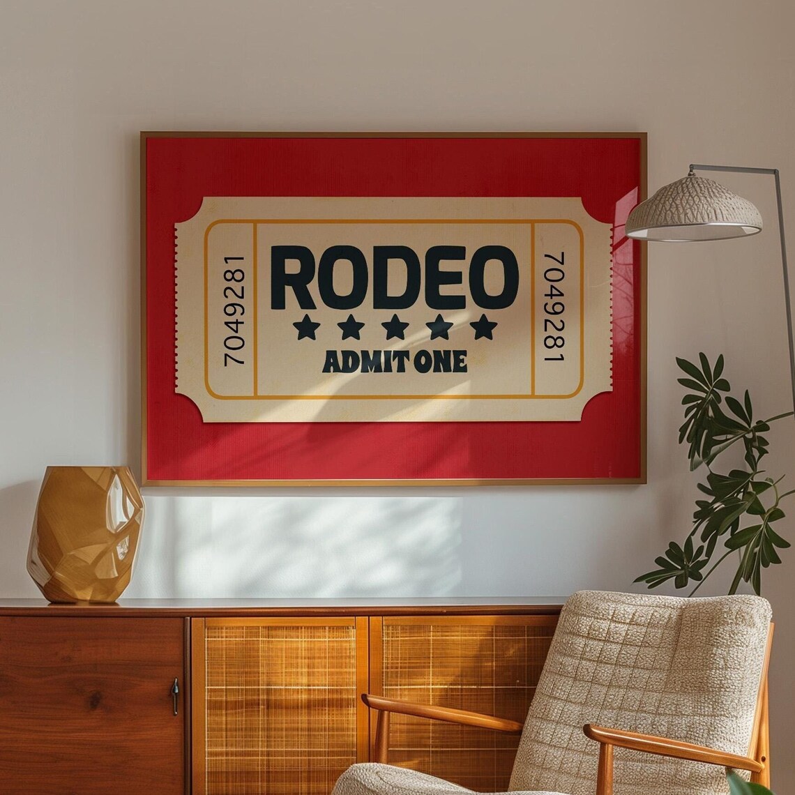Rodeo Ticket Print, Retro Western Poster