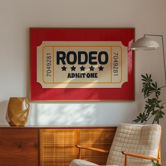 Rodeo Ticket Print, Retro Western Poster
