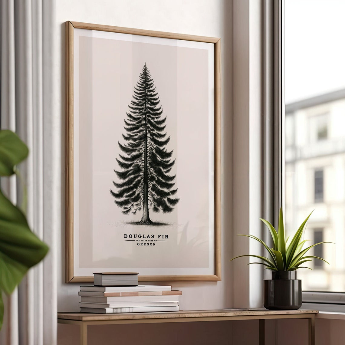 Oregon Douglas Fir State Tree Botanical Sketch Illustration Poster