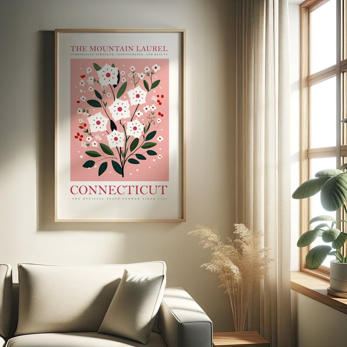 Connecticut State Flower Print, Mountain Laurel Poster Print