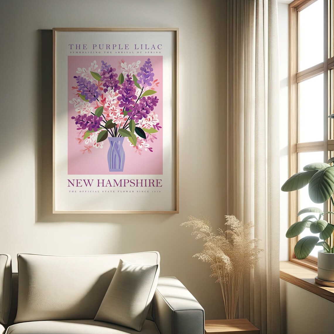 New Hampshire State Flower Purple Lilac Floral Art Print