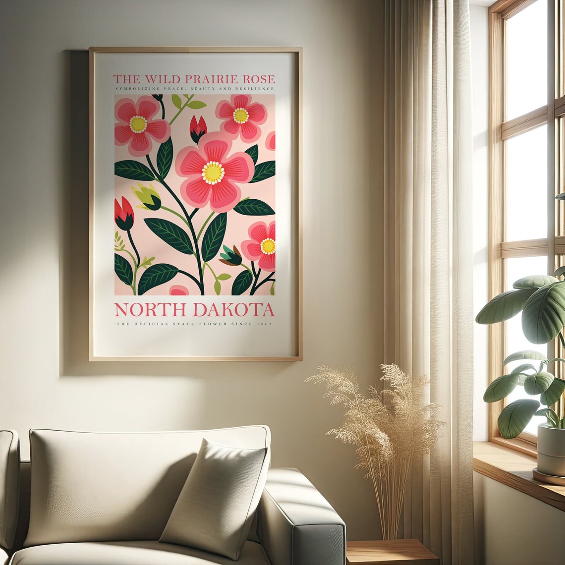 Wild Prairie Rose North Dakota State Flower Pink Bloom Poster