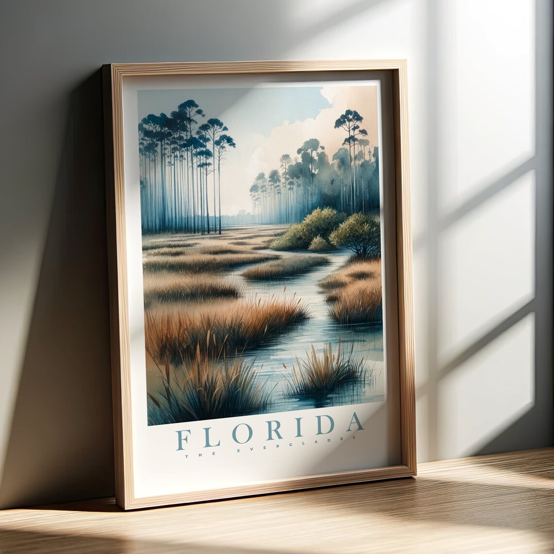 Florida Watercolor Print, The Everglades Travel Poster