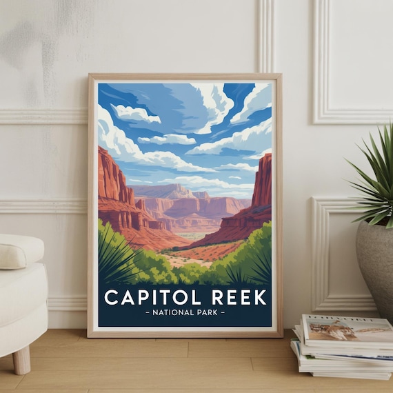 Capitol Reef National Park Red Rock Canyon Utah Travel Poster