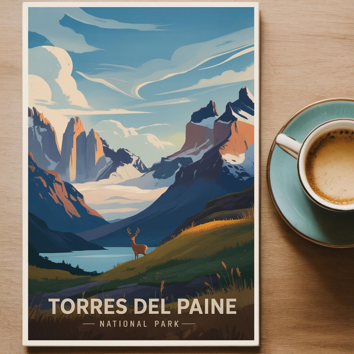Torres Del Paine Chile Patagonia National Park Mountain Travel Poster