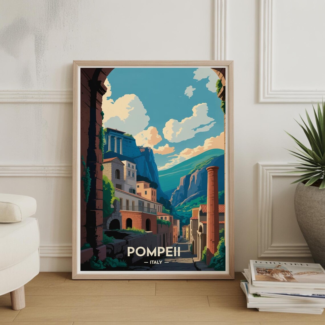 Pompeii Italy Ancient Ruins Roman Street Retro Travel History Poster