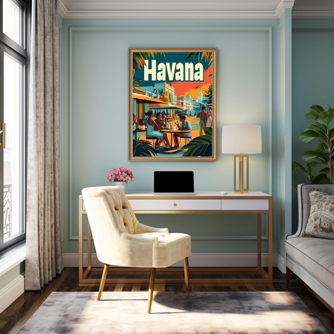Havana Cuba Cafe Terrace Friends Colonial Facades Tropical Travel Poster - Image 2
