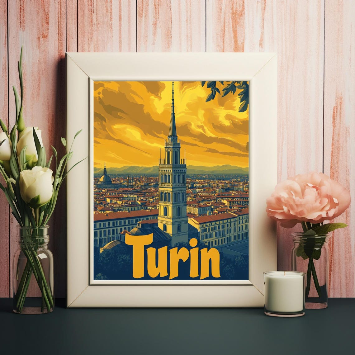 Vibrant Turin Cityscape With Mole Antonelliana Tower Bold Art Print For Instant