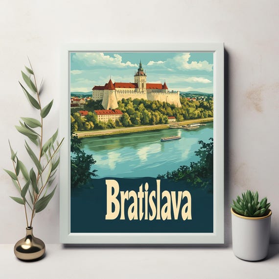 Explore The Charm Of Bratislava Vintage Style Castle And River View Art Wall Decor For Instant