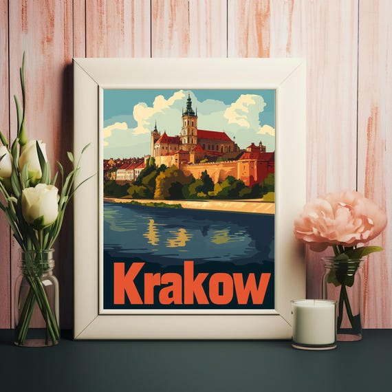 Vibrant Krakow Castle Illustration Stunning Art For Wall Decor Instant Travel Poster