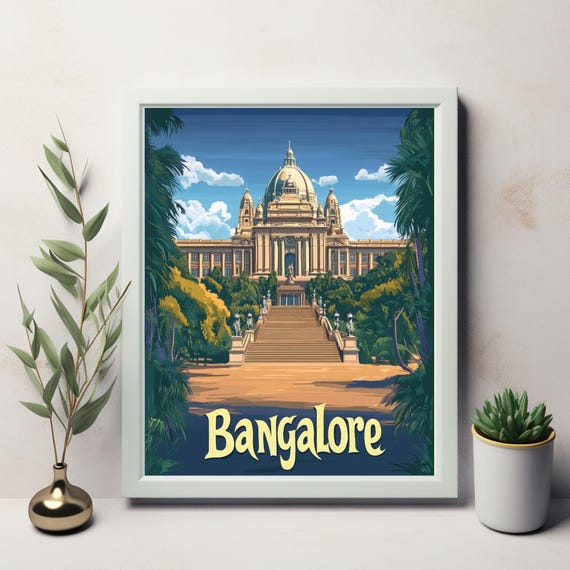 Grand Architecture Of Bangalore Vintage Inspired Art For Wall Decor And Instant