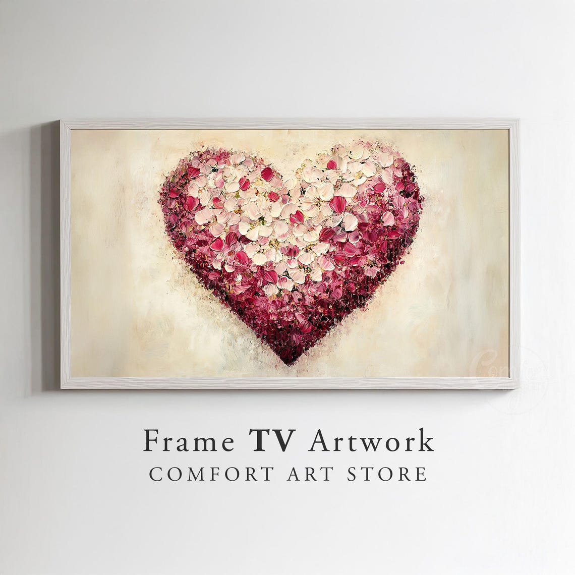 Pink Petal Heart Frame TV Art Moody Romantic Valentine's Day Poster - Image 3