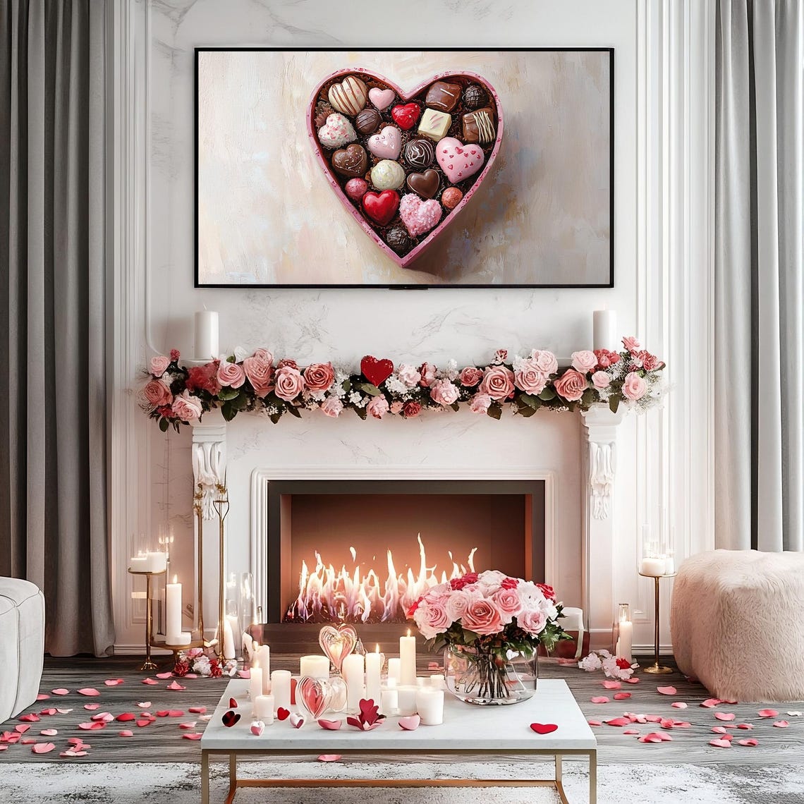 Heart Shaped Box Chocolates Painting Valentines Day Decor Poster - Image 3