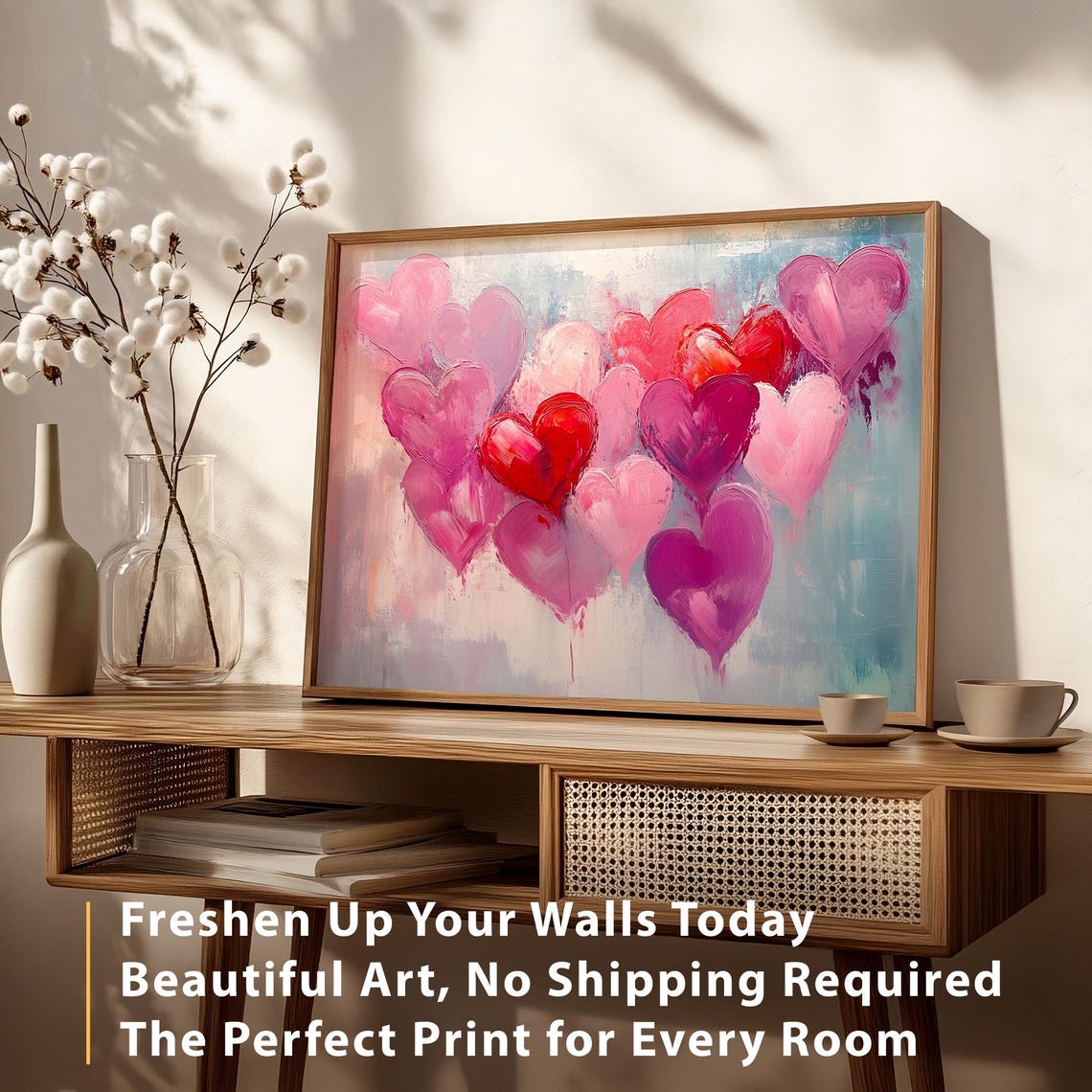 Cluster of Pink and Red Hearts Bold Impasto Valentine Art Poster - Image 6