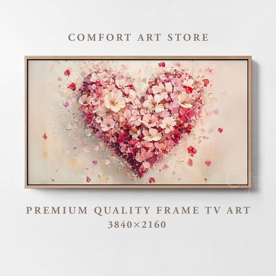 Valentines Day Frame Tv Art Frame Tv Red Pink Heart Frame Tv Vintage Valentines Holiday Painting Moody Romantic Gift Home Dcor Tv