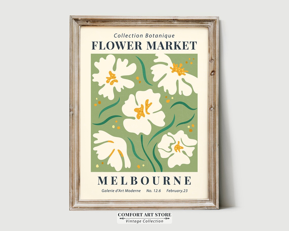 Melbourne Flower Market Botanical White Blossom Museum Exhibition Poster - Image 5