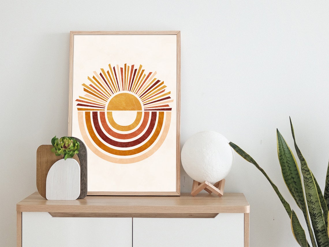 Boho Sun Rainbow Print Boho Wall Art Boho Rainbow Mid Century Modern Sunburst Print Minimalist Sunshine Terracotta Print - Image 6