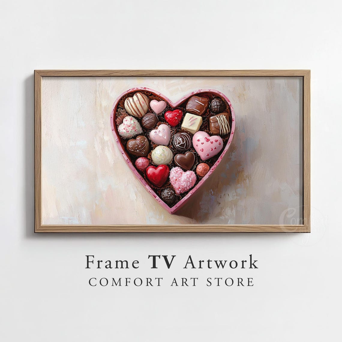 Heart Shaped Box Chocolates Painting Valentines Day Decor Poster