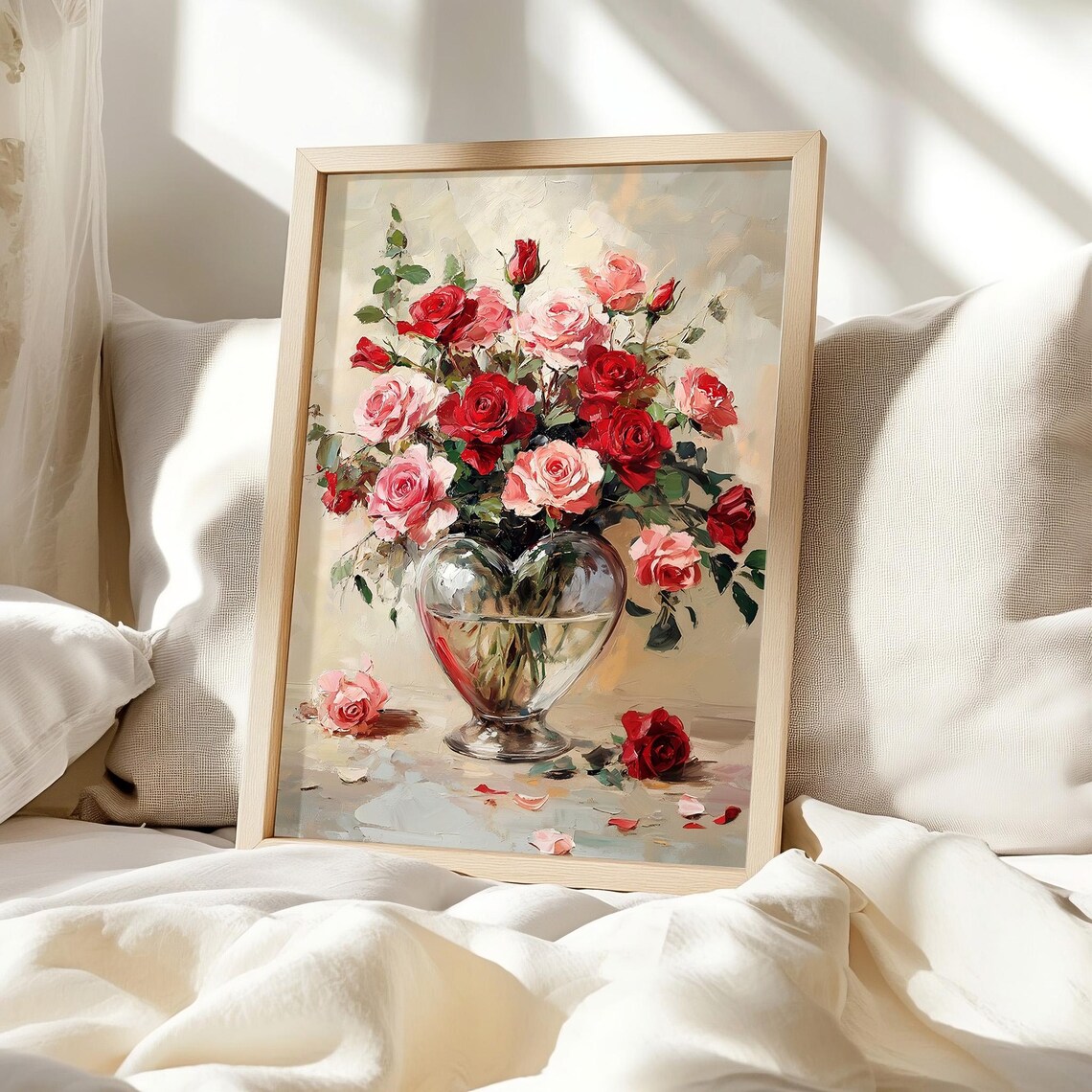 Heart Vase Roses Vintage Valentine's Day Art Print - Image 2