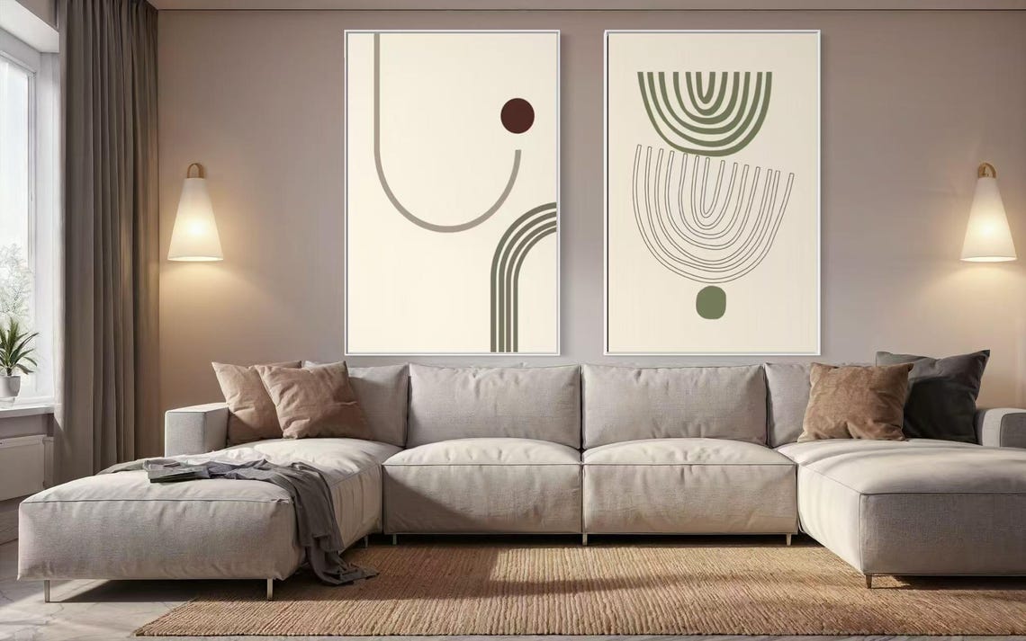 Minimalist Arch and Circle Line Motifs Two Piece Geometric Set Poster - Image 3