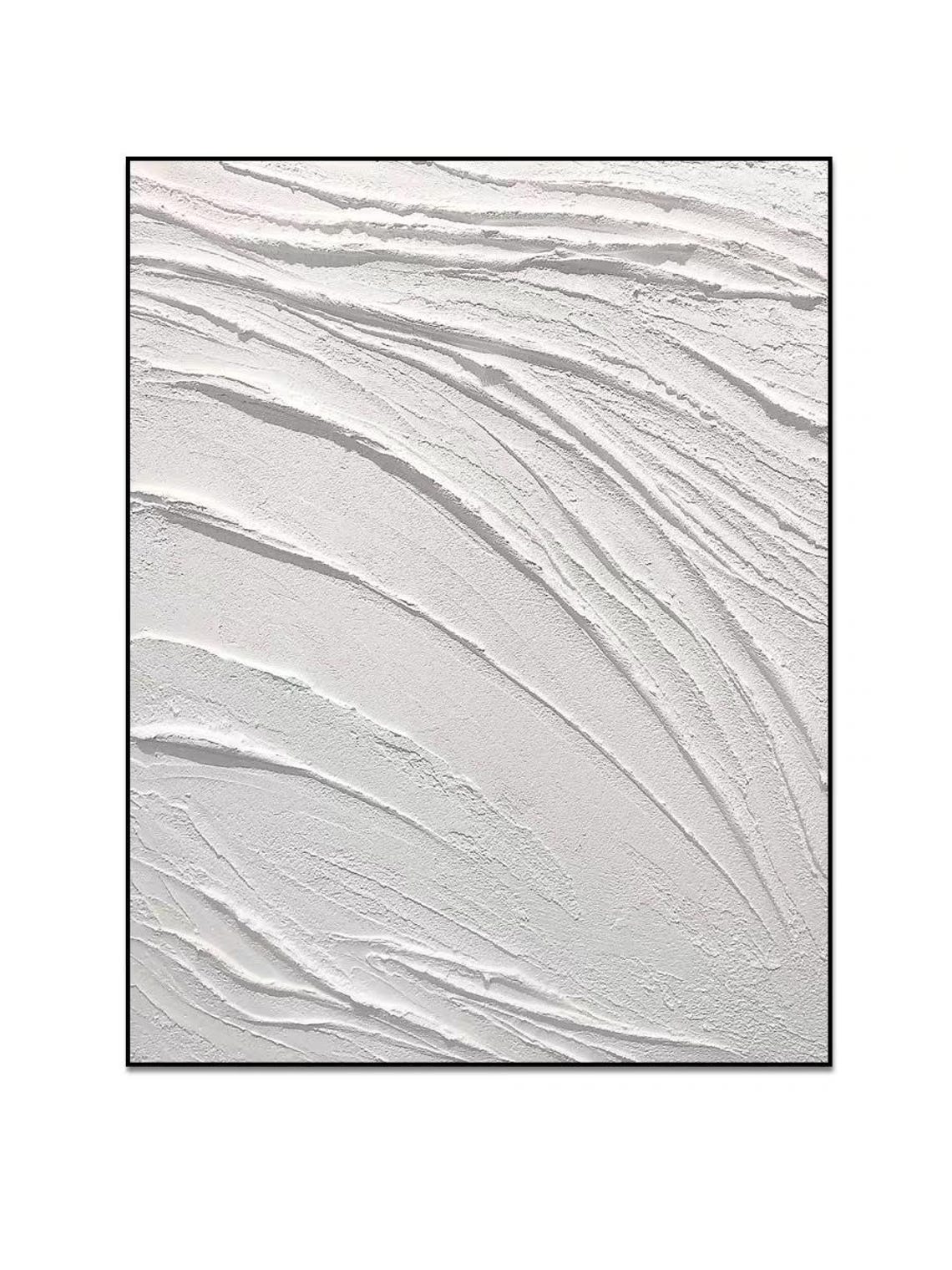 Pure White Textured Waves Heavy Impasto Abstract Art Decor Poster - Image 3