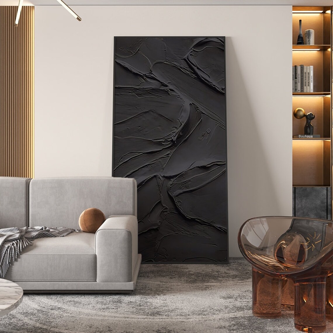 Modern Black Stroke Abstract Acrylic Art Print - Image 3