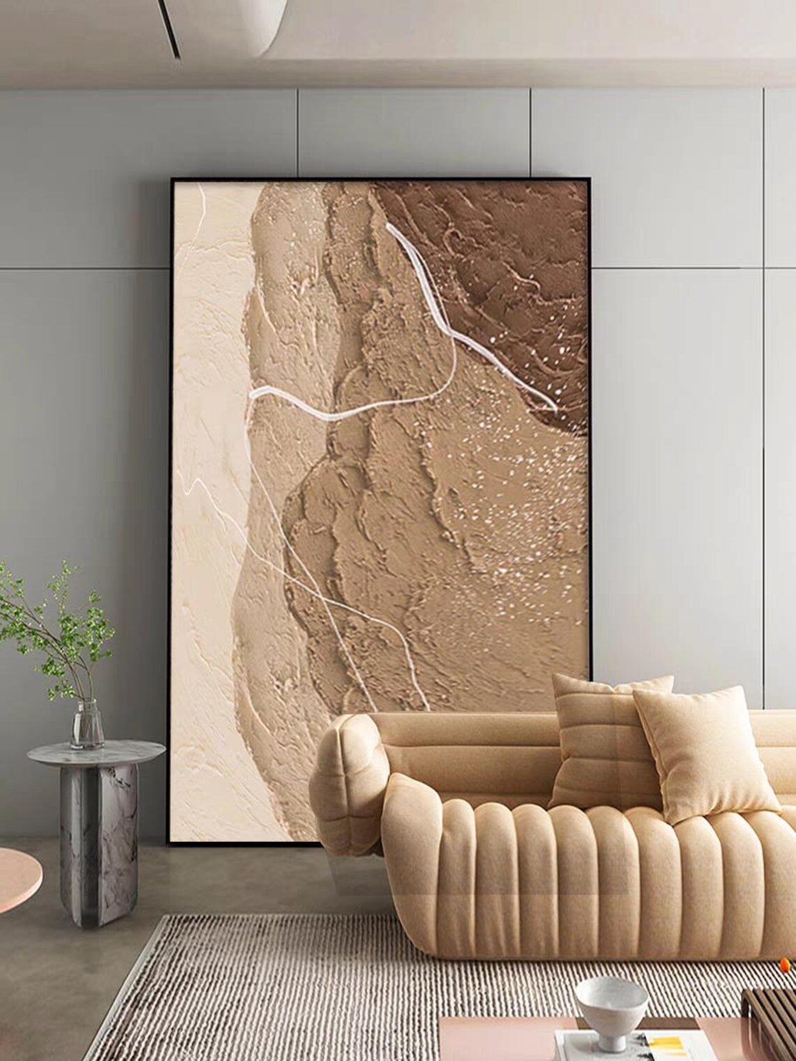Abstract Light Dark Brown Art On Modern 3d Acrylic Painting Hand Made Thick Textured Oil Painting Original Stylish Decor For Home - Image 3