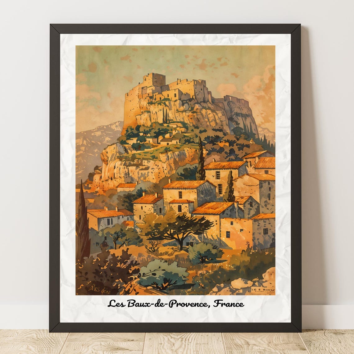 Les Baux-de-Provence France Vintage Style Travel Poster Citadel