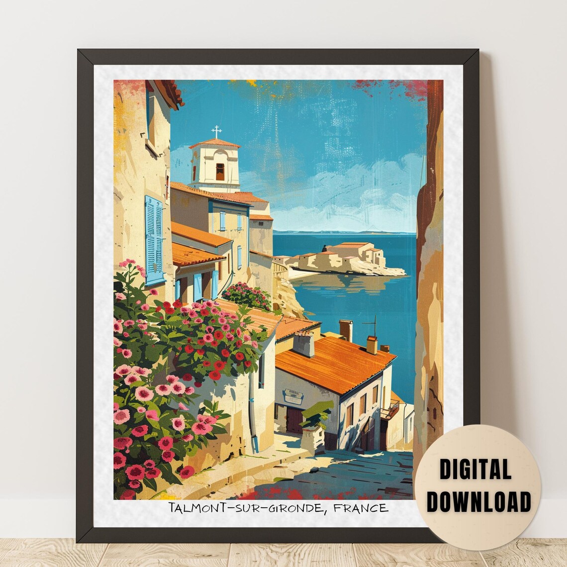 Talmont-sur-Gironde Coastal Village Vintage French Travel Poster