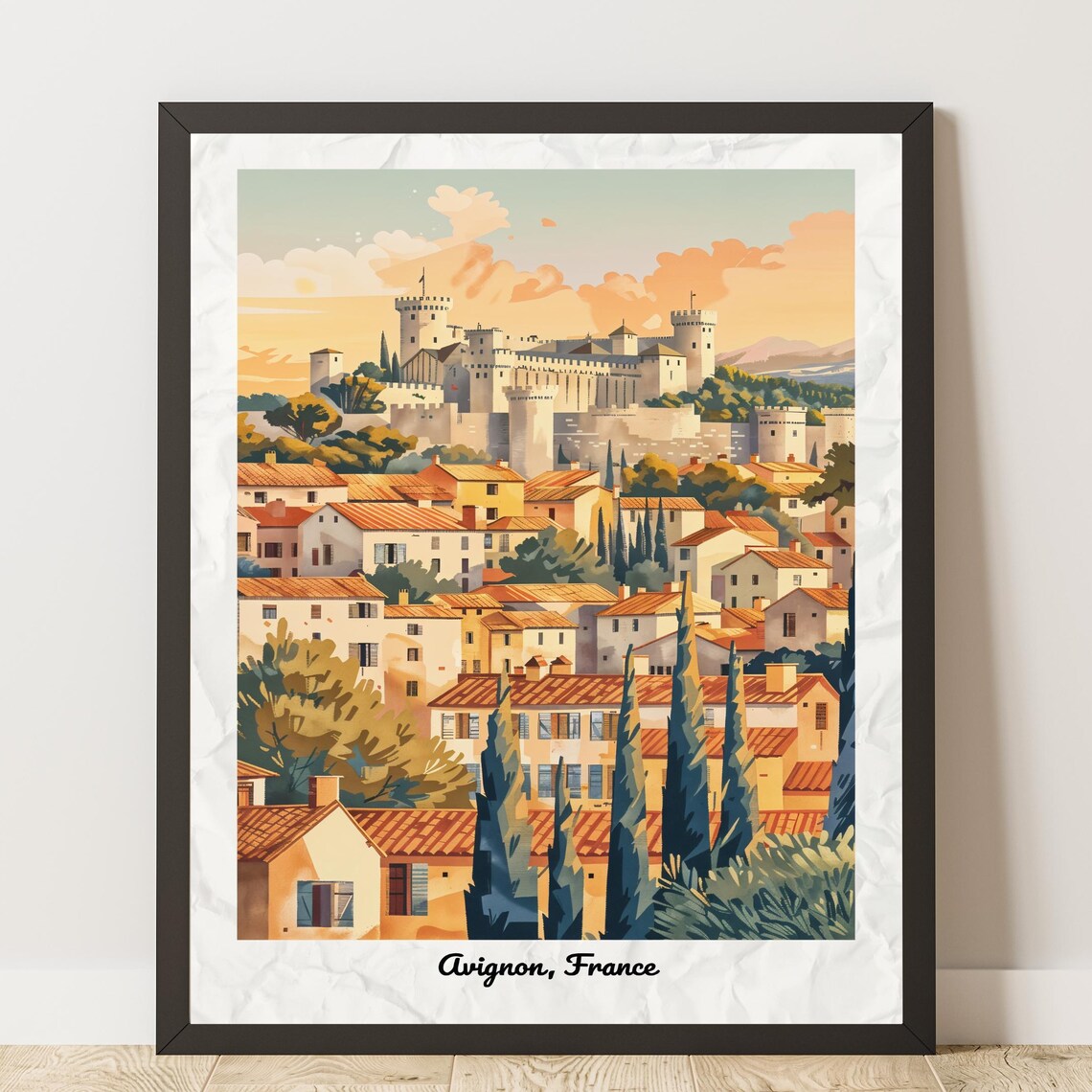 Avignon France Vintage Style Travel Poster Palais des Papes Palace