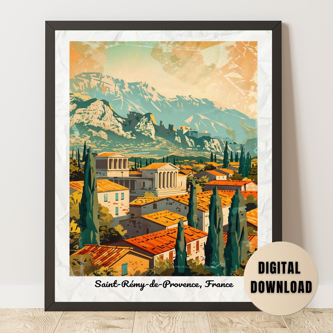 Saint-Rémy-de-Provence Roman Ruins France Vintage Travel Poster