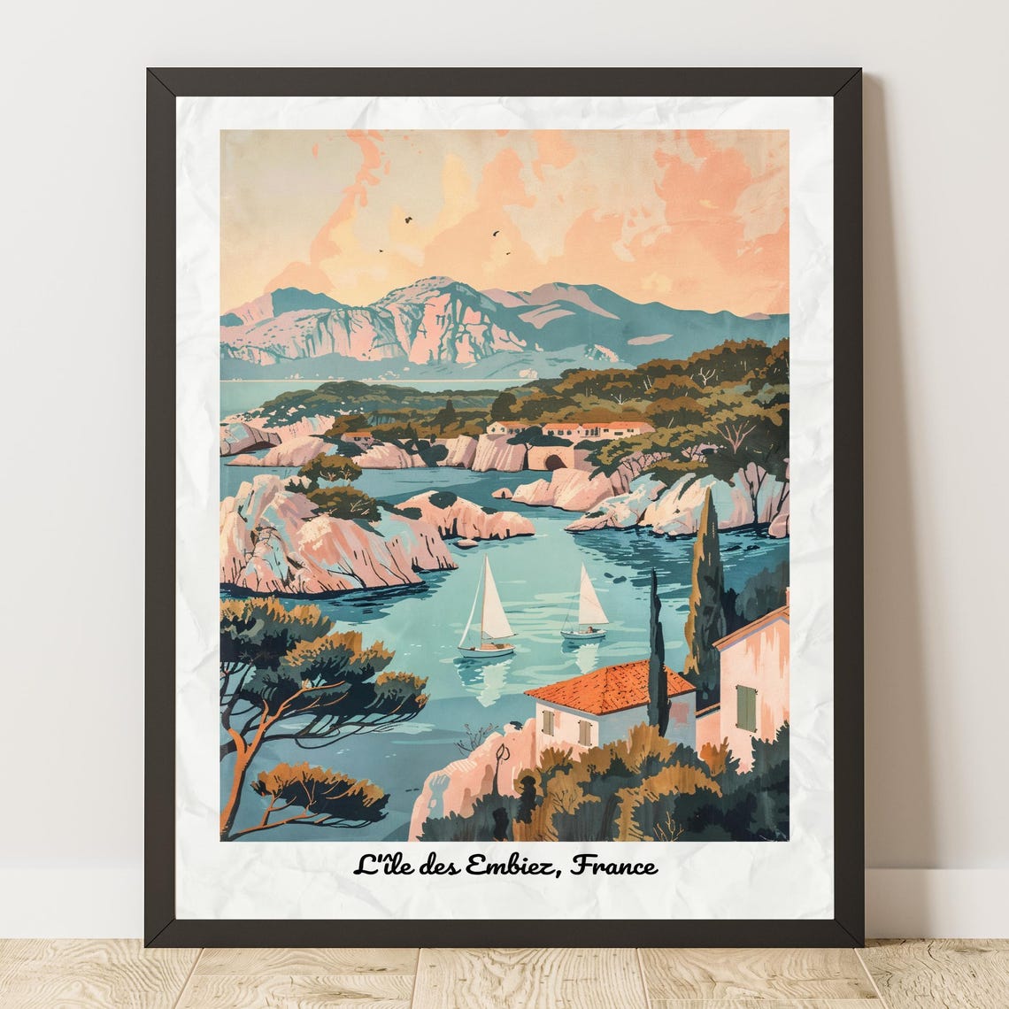 Ile Des Embiez Vintage Travel Poster French Riviera Print South Of France Decor Mediterranean Sea