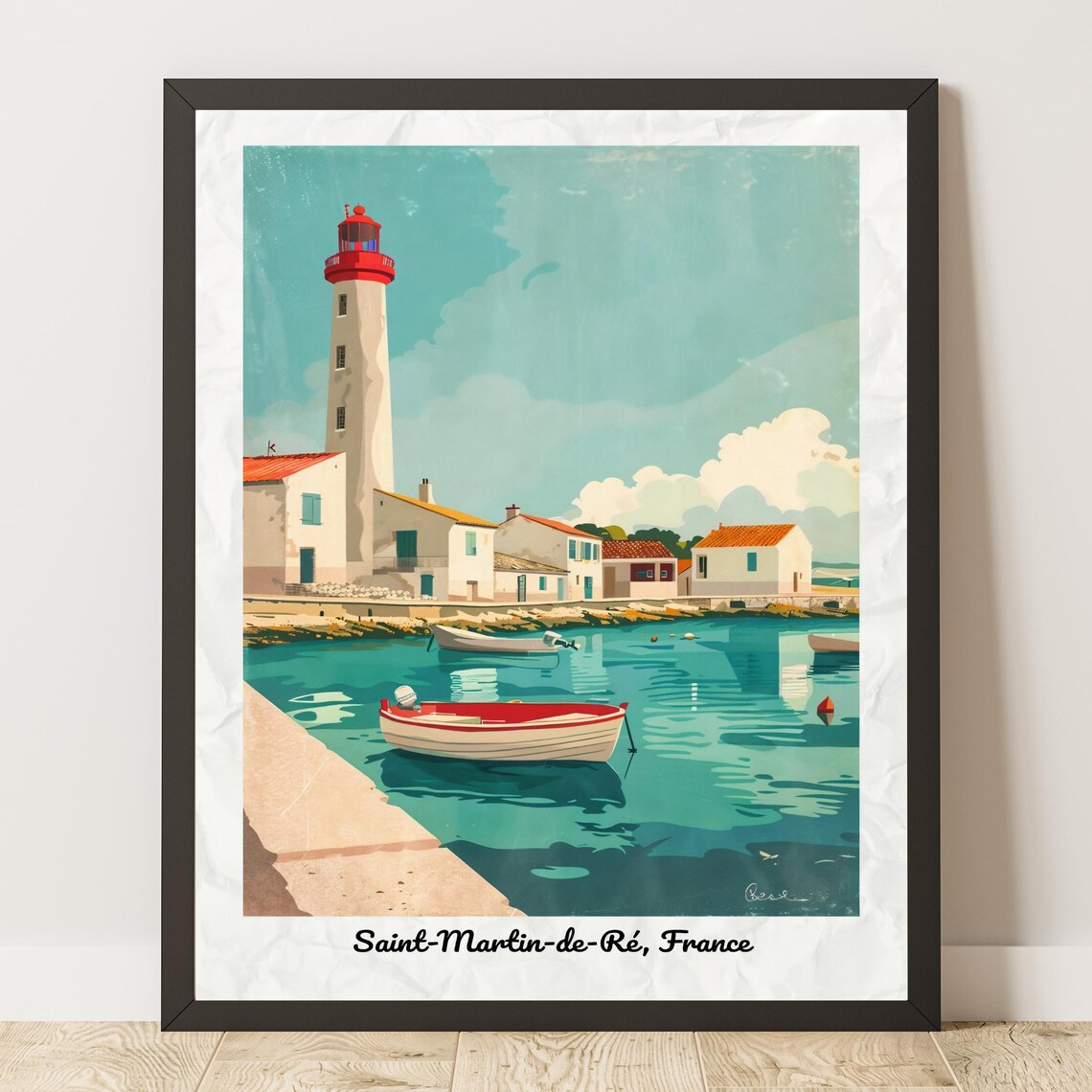 Saint-Martin-de-Ré France Vintage Style Travel Poster Lighthouse